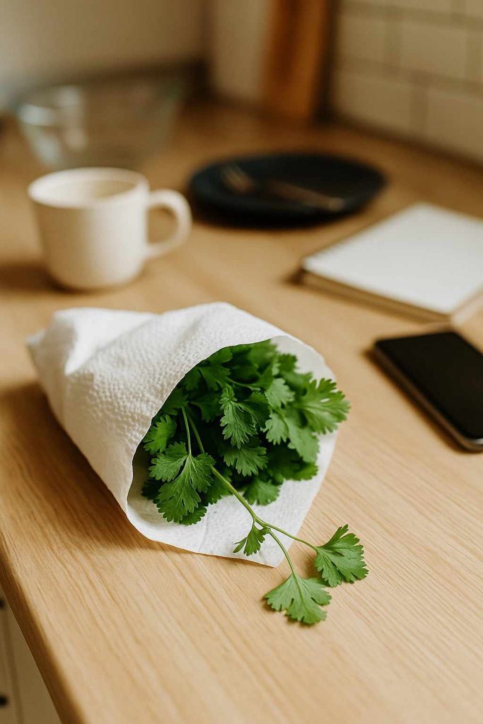 cómo guardar cilantro en la nevera